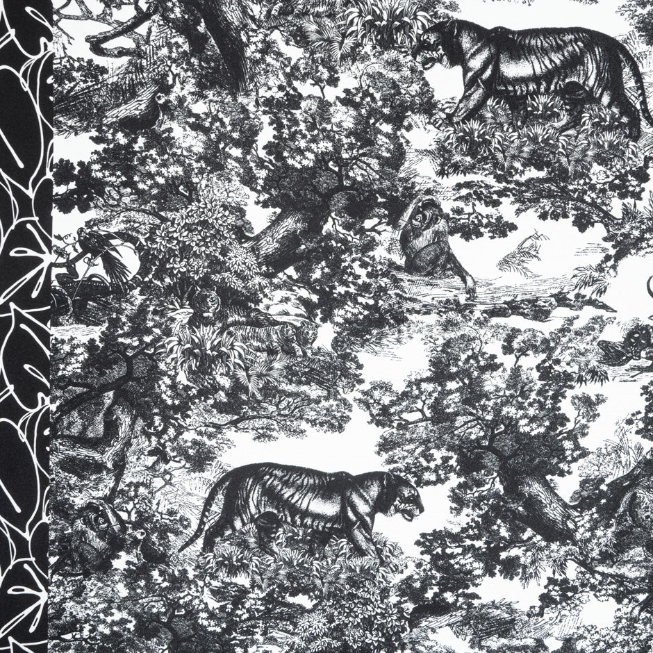 Black Tiger in the Wild Printed Pure Silk Twill (A 1.60m Piece)