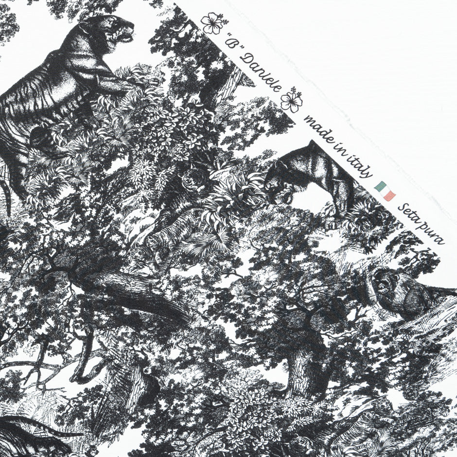 Black Tiger in the Wild Printed Pure Silk Twill (A 1.60m Piece)
