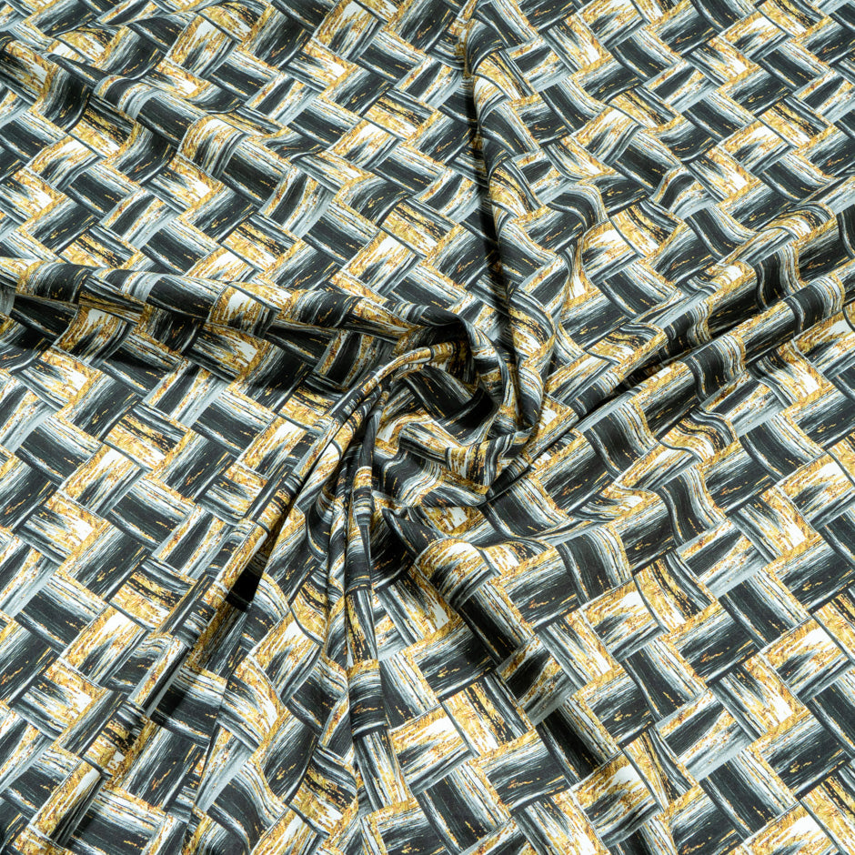 Dark Grey, Beige 'Woven' Printed Superfine Cotton