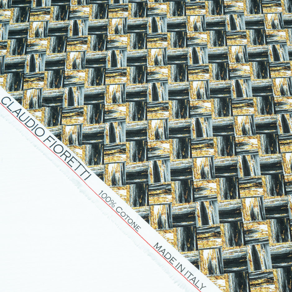 Dark Grey, Beige 'Woven' Printed Superfine Cotton