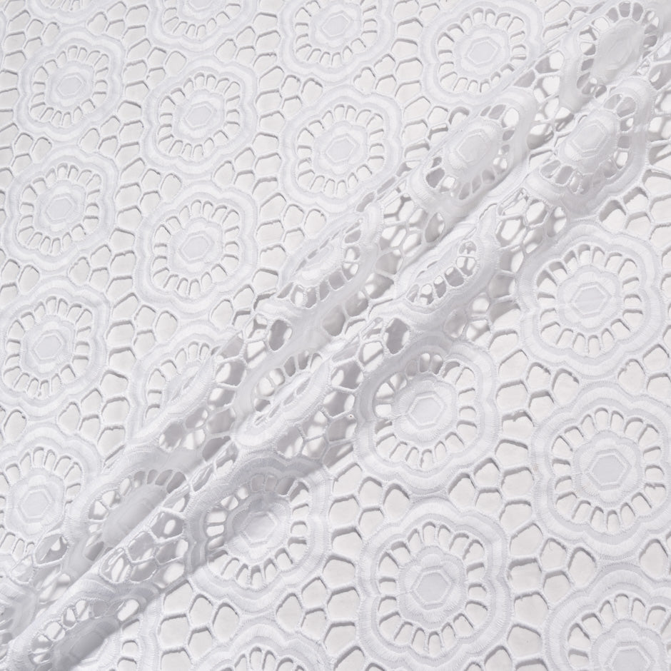 Geo Floral Open Work Embroidered Pure Cotton