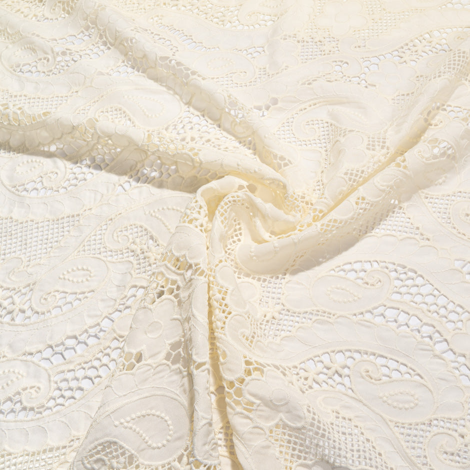 Ivory Paisley Open Work Georgette Anglaise