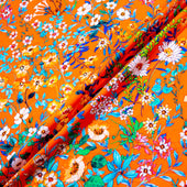 Multi Floral Printed Deep Orange Pure Cotton (A 1.50m Piece)