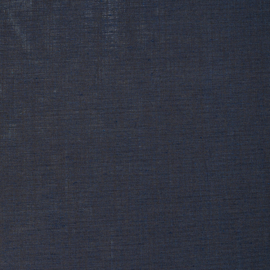 Midnight Blue/Brown Two-Tone Wool, Silk & Linen Blend