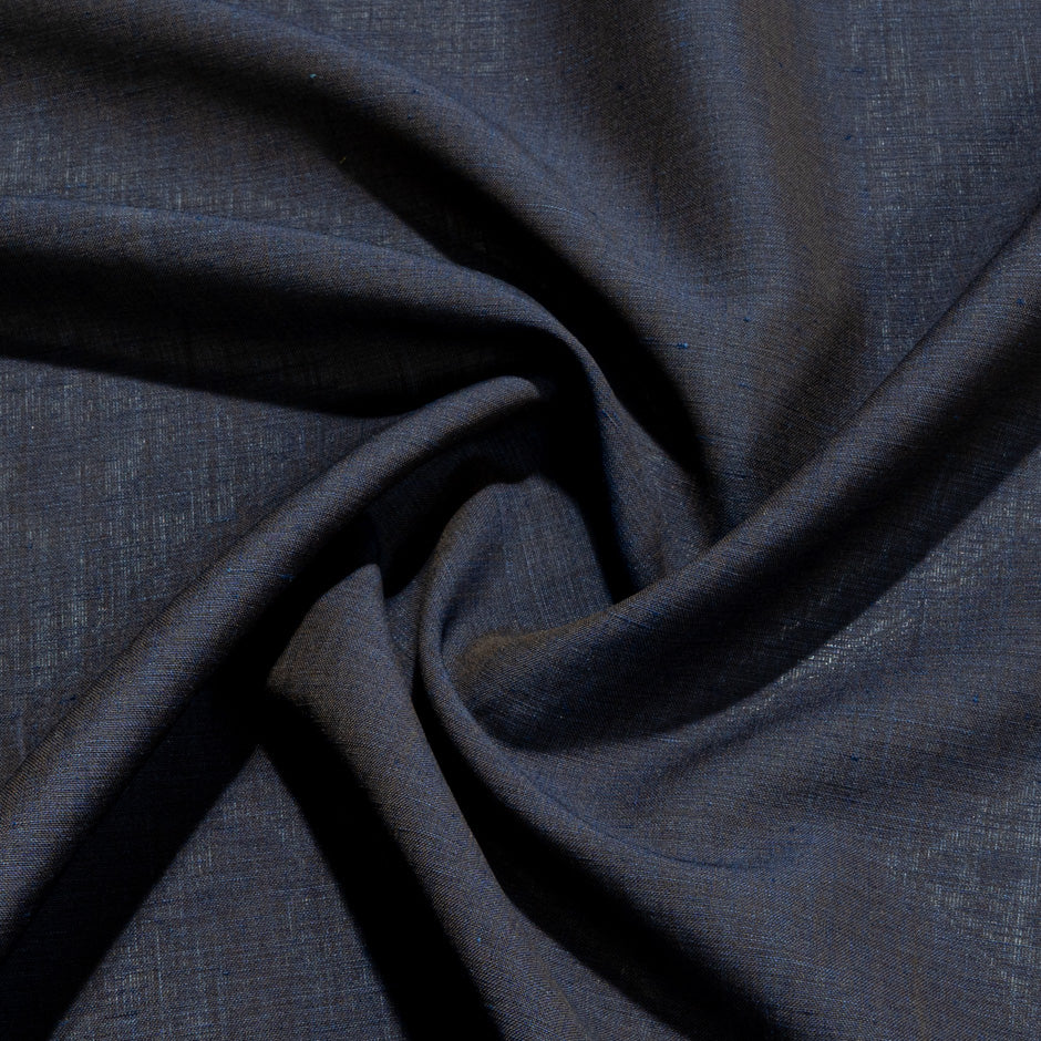Midnight Blue/Brown Two-Tone Wool, Silk & Linen Blend