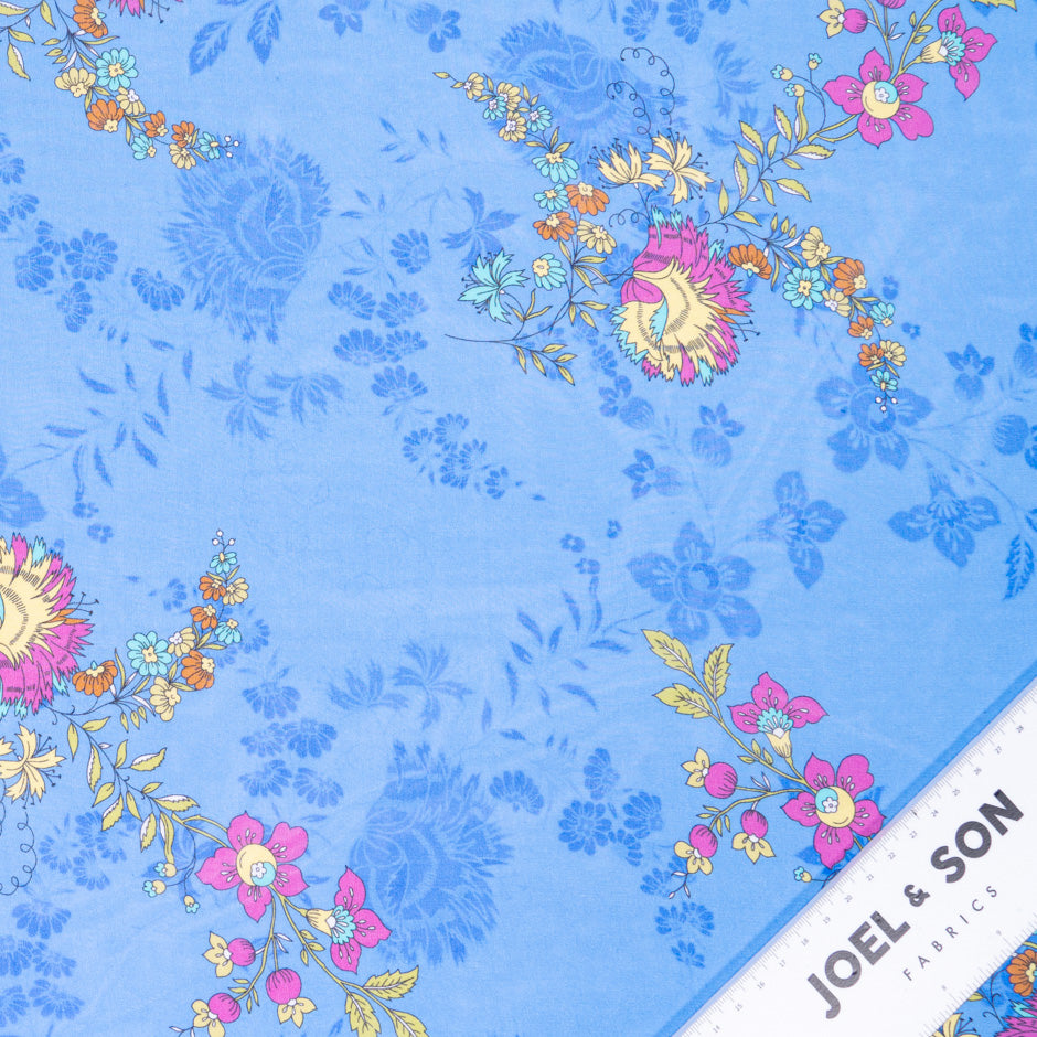 Pink & Yellow Floral Printed Pure Silk Georgette