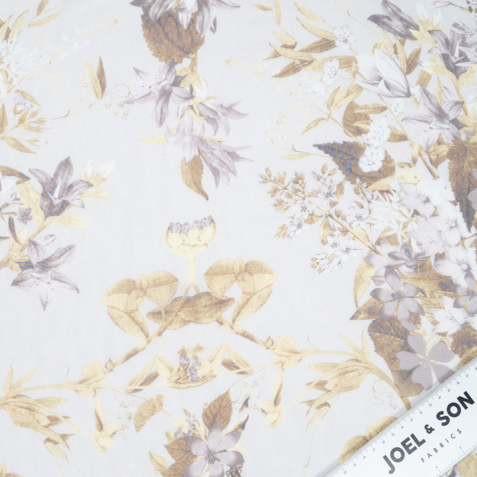 Pale Floral Printed Sand Silk Chiffon