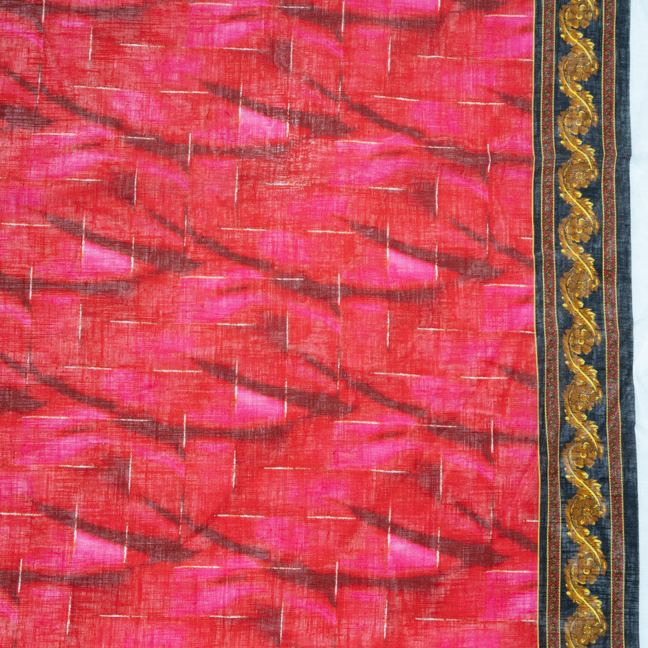 Red Printed Lightweight Pure Linen (A 2m Piece)