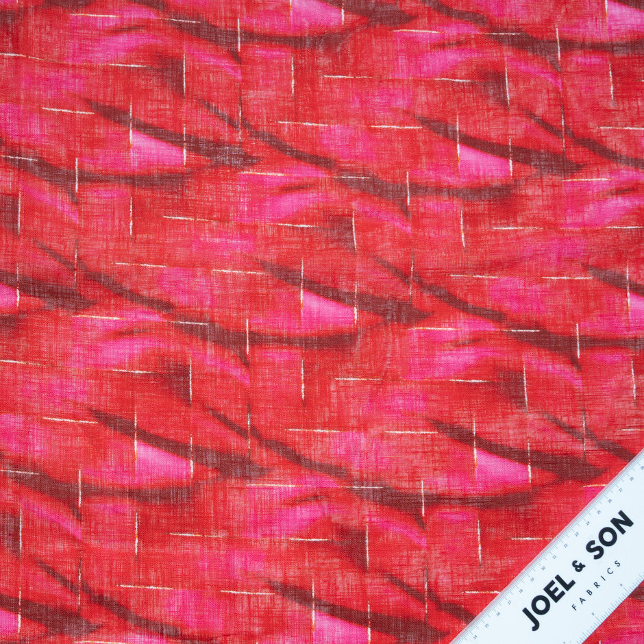 Red Printed Lightweight Pure Linen (A 2m Piece)