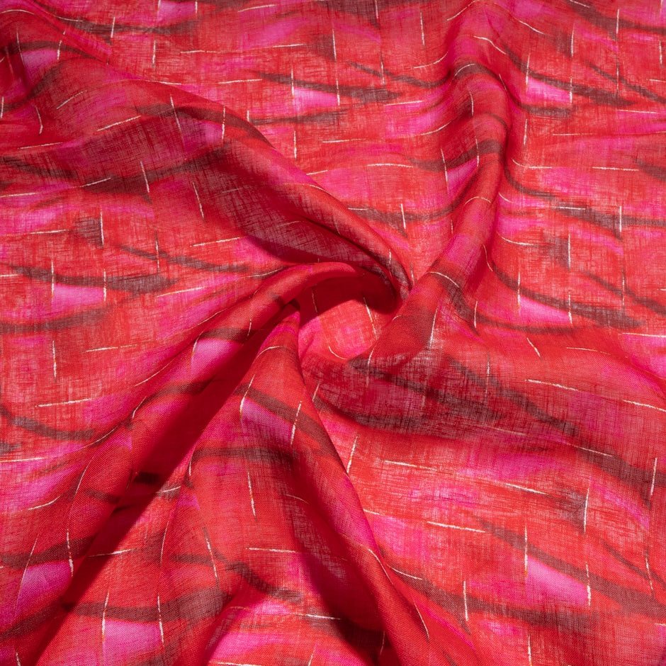Red Printed Lightweight Pure Linen (A 2m Piece)