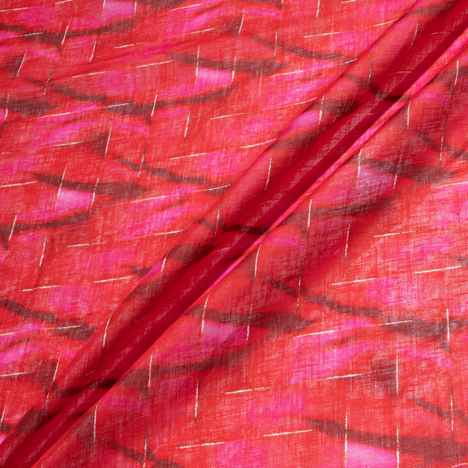 Red Printed Lightweight Pure Linen (A 2m Piece)
