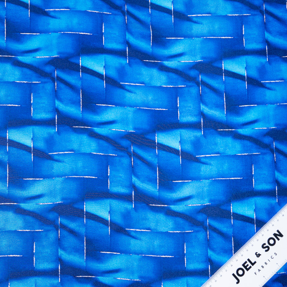 Royal Blue Printed Pure Silk Twill