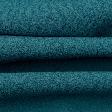 Mid Blue Turquoise Single Wool Crêpe