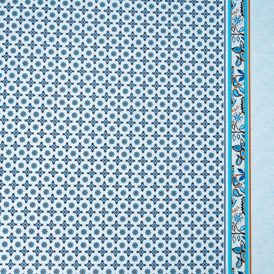 Blue & Red Geometric Printed Pure Cotton