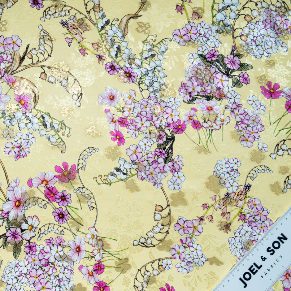 Snowdrop Printed Yellow Metallic Silk Jacquard (A 2.50m Piece)