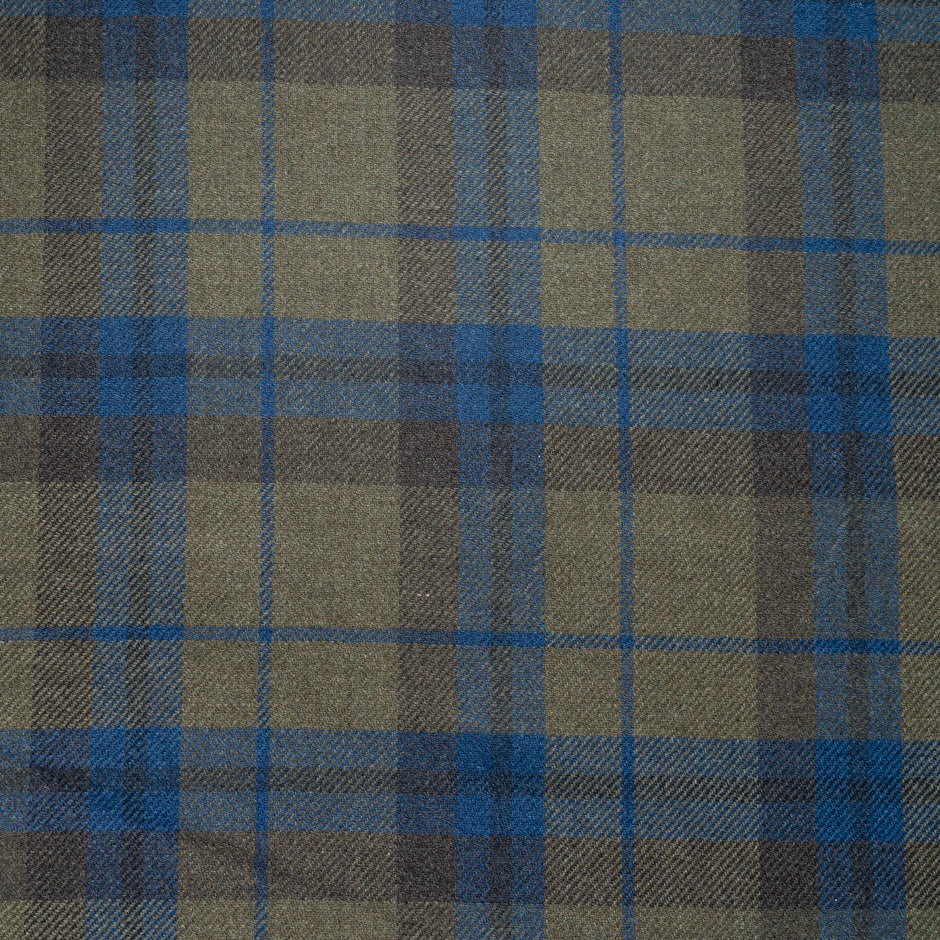 Brown/Blue Double Faced Checkered Wool