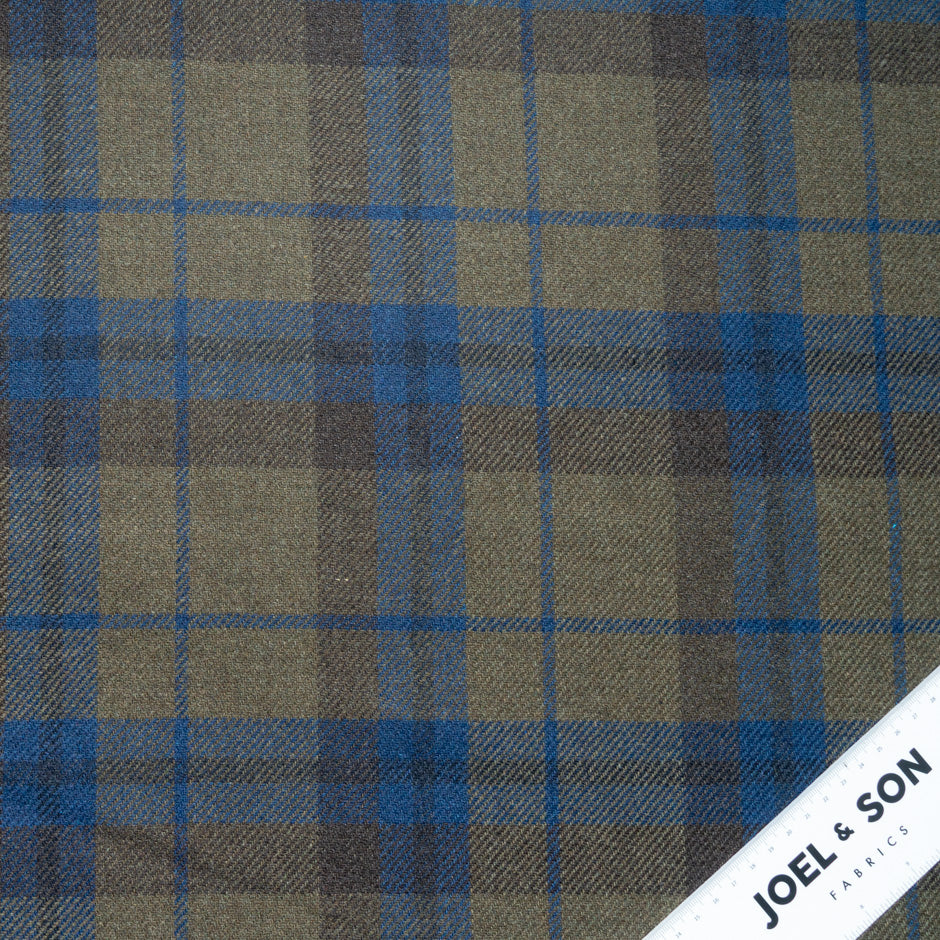 Brown/Blue Double Faced Checkered Wool