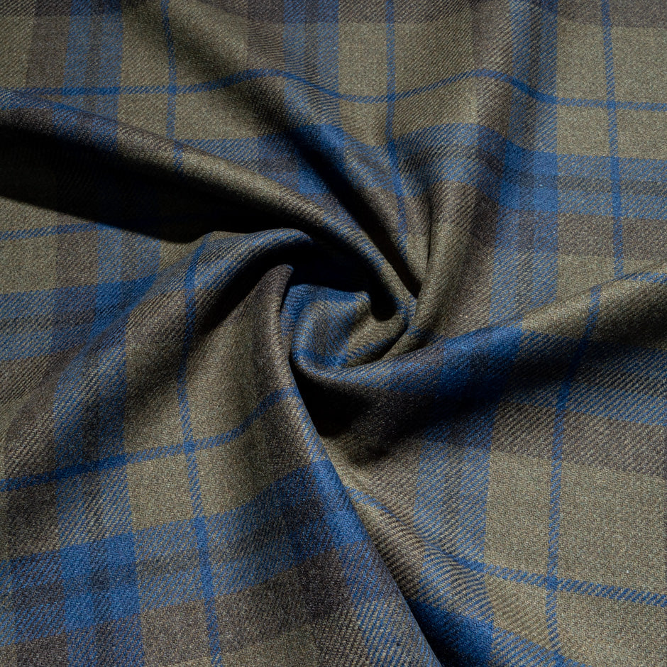 Brown/Blue Double Faced Checkered Wool