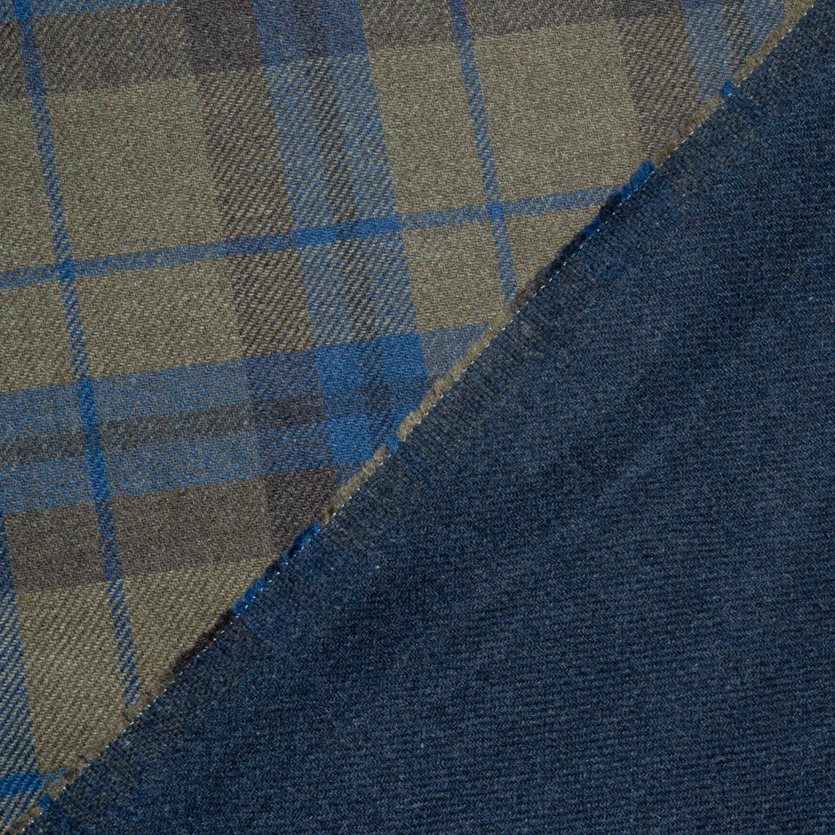 Brown/Blue Double Faced Checkered Wool