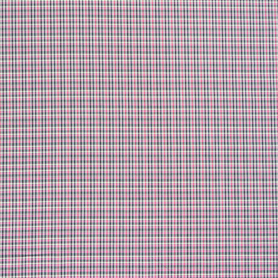 Pink, Black & Green Checkered Superfine Shirting