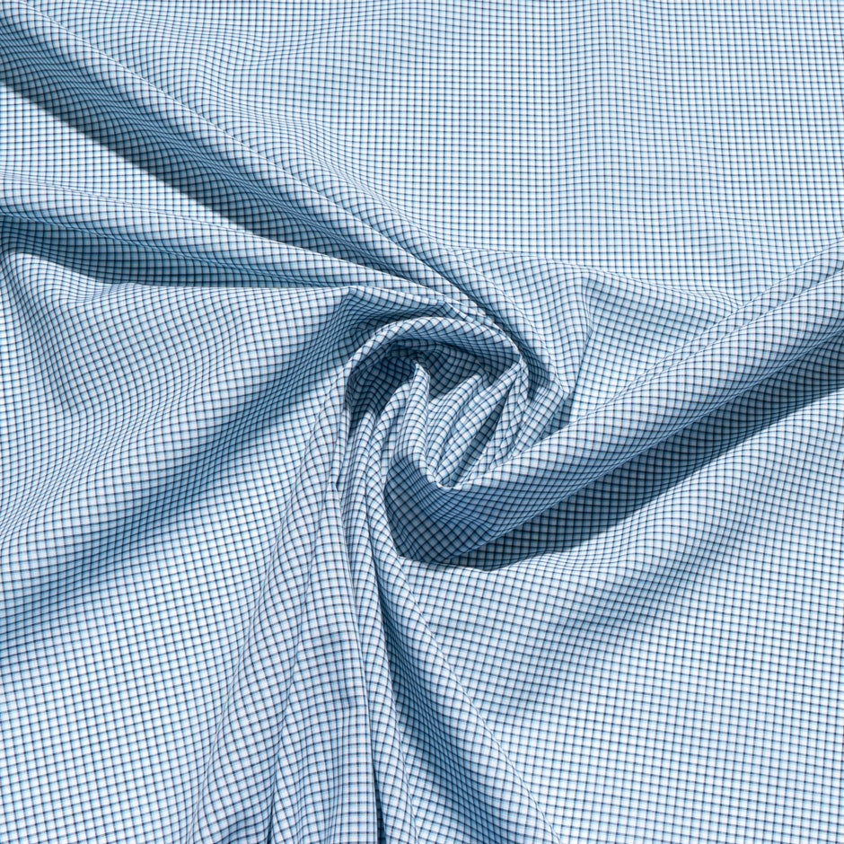 Blue Checkered Superfine Silk Blend Shirting