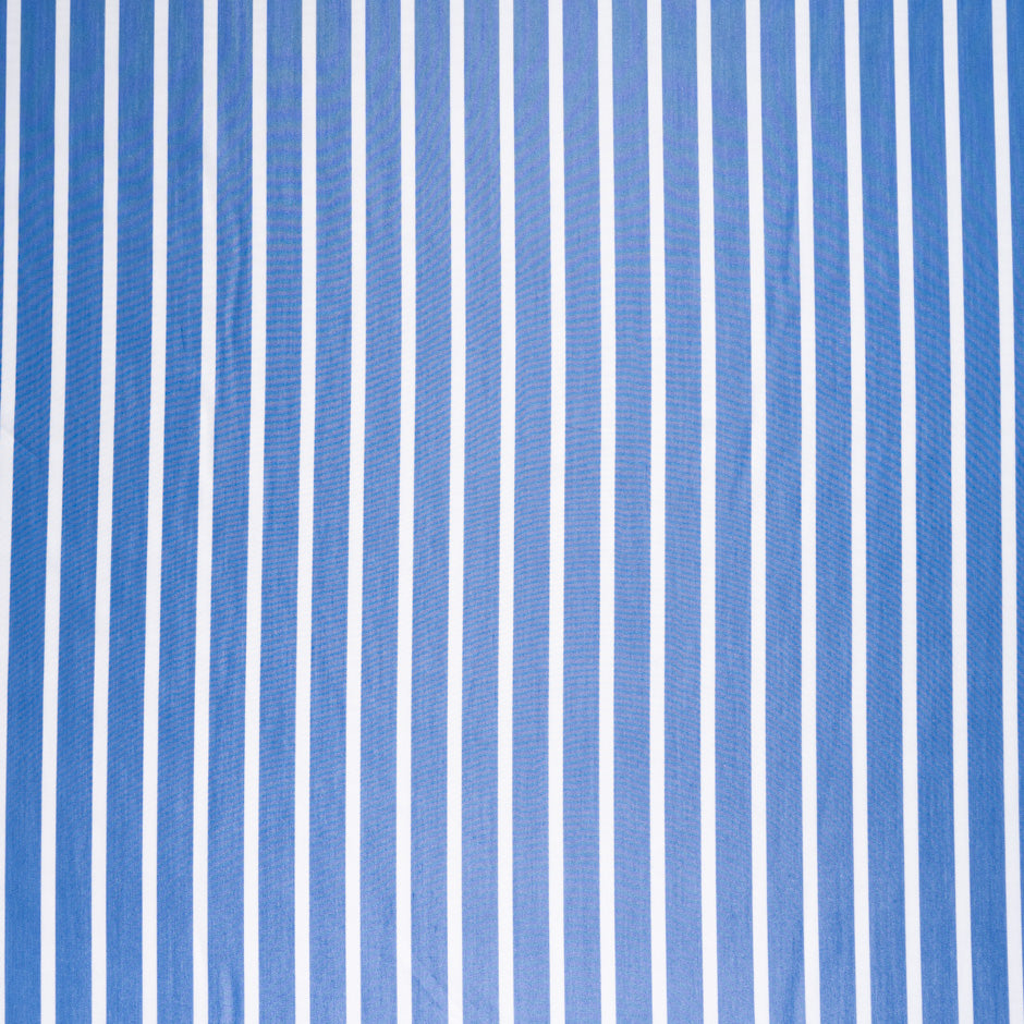 Thick White Striped Blue Superfine Silk Blend Shirting (A 3m Piece)