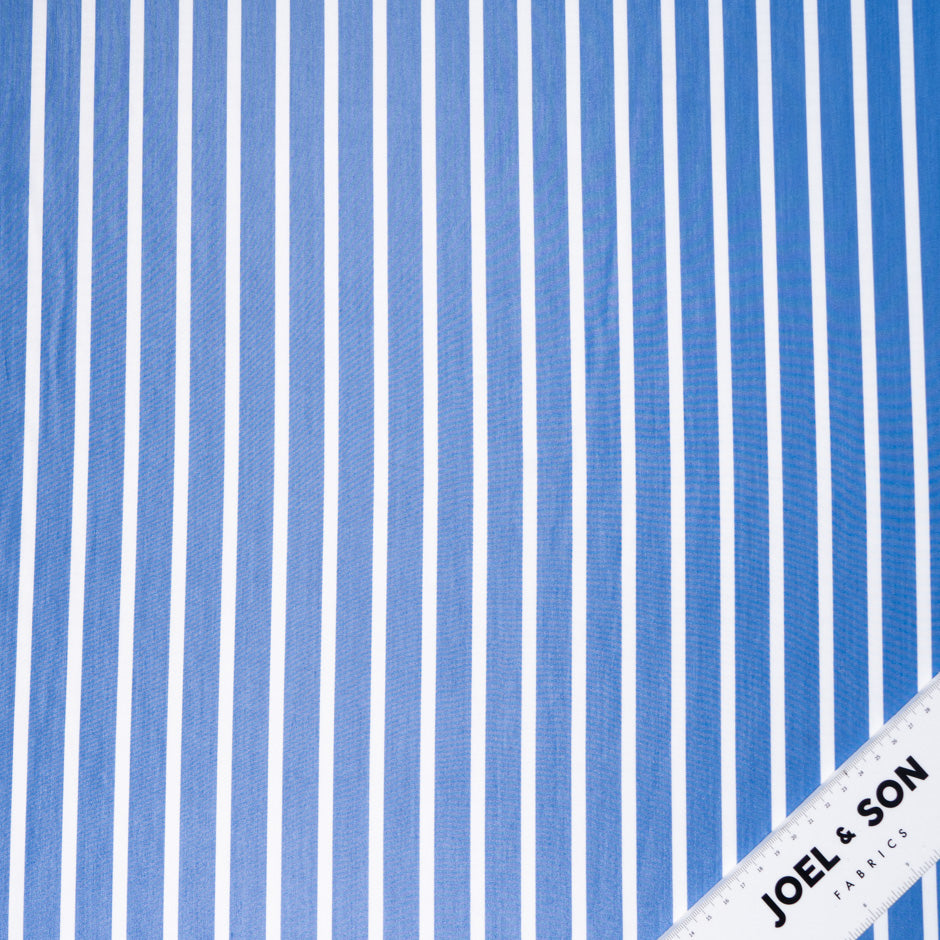 Thick White Striped Blue Superfine Silk Blend Shirting (A 3m Piece)