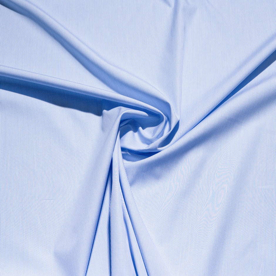 Thin Blue Pinstriped Pure Cotton Shirting
