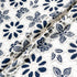 Midnight Blue & Cream Floral Embroidered Microfibre