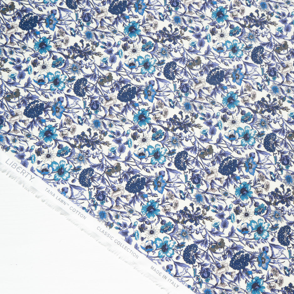 Blue 'Rachel Meadow' Liberty Cotton Tana Lawn