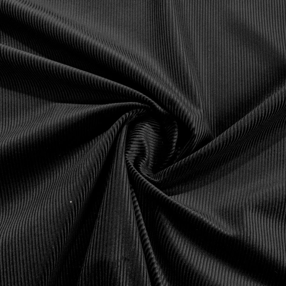 Black Ribbed Cotton Corduroy (A 2.40m Piece)