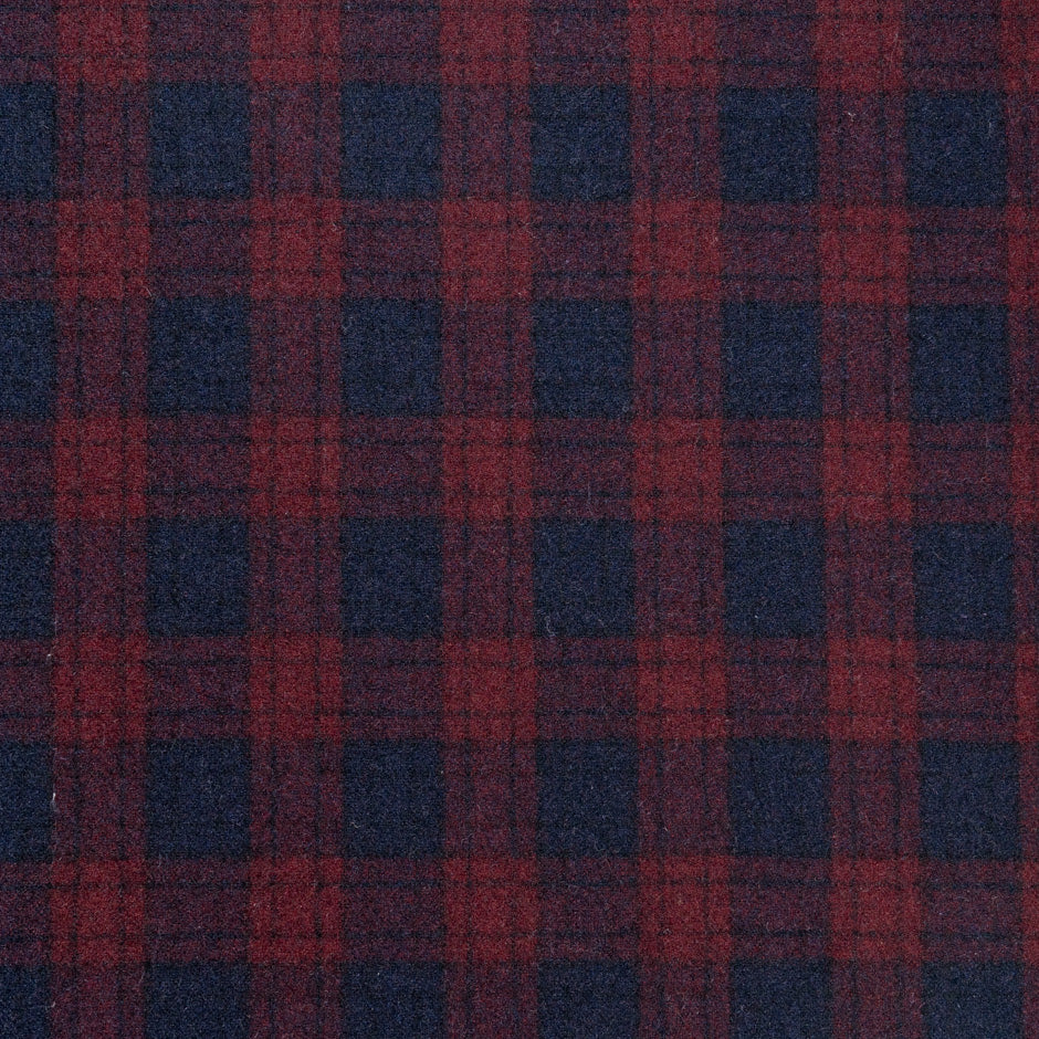 Blue & Red Double Faced Printed Checkered Wool