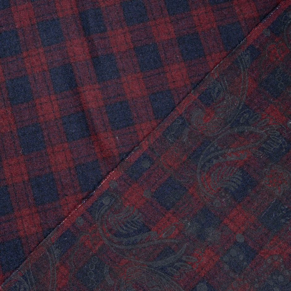 Blue & Red Double Faced Printed Checkered Wool