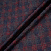 Blue & Red Double Faced Printed Checkered Wool (A 2.50m Piece)