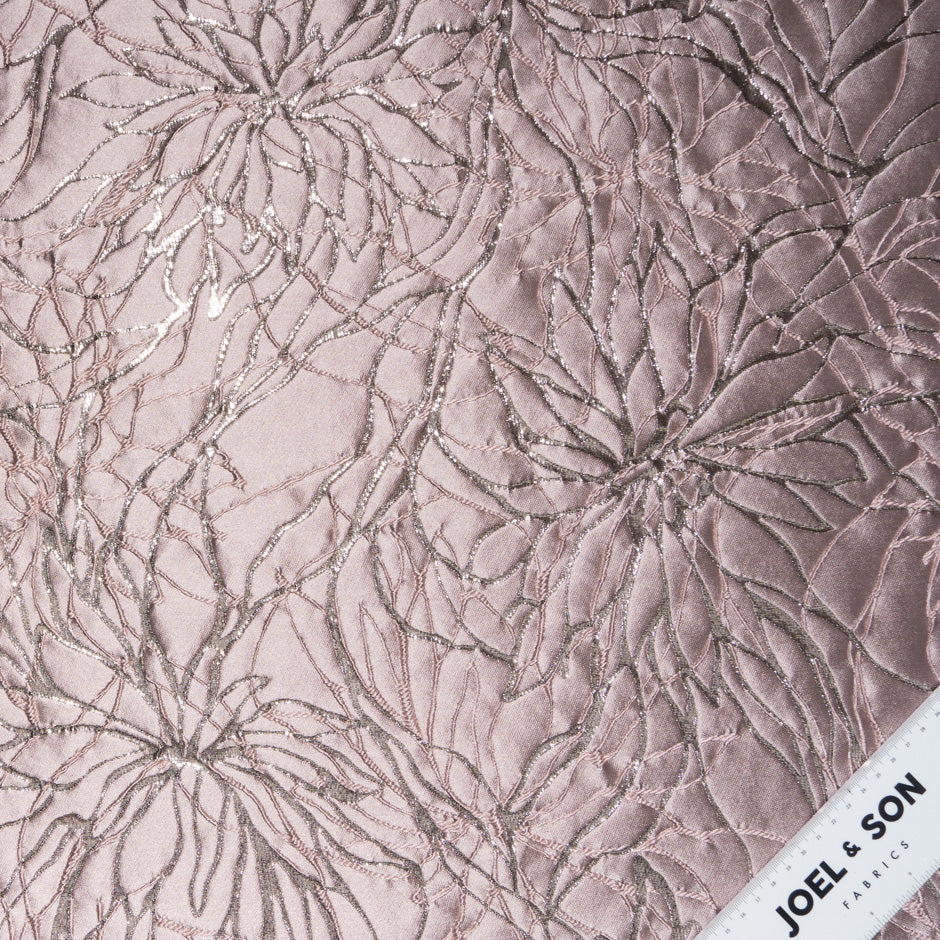 Dusty Pink Metallic Floral Abstract Cloqué