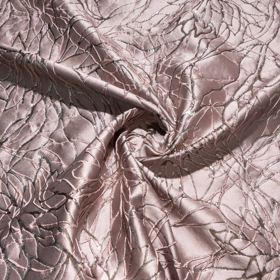 Dusty Pink Metallic Floral Abstract Cloqué