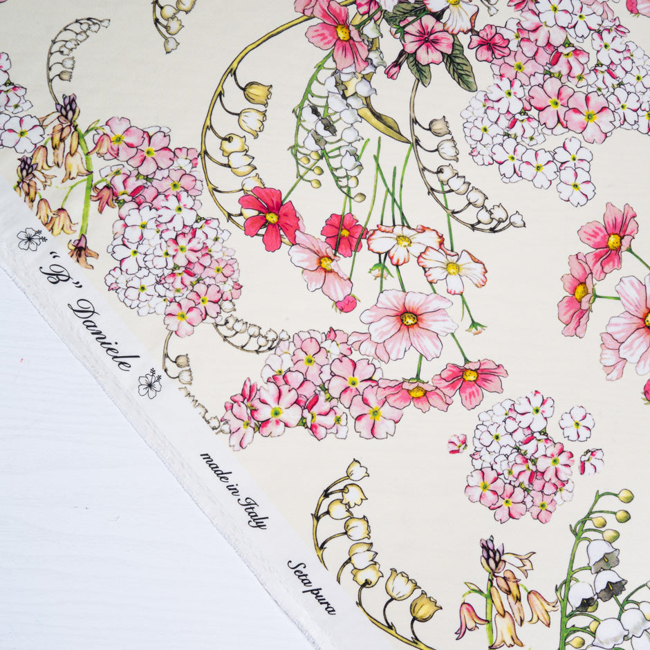 Snowdrop Printed Ivory Soft Finish Duchess Satin