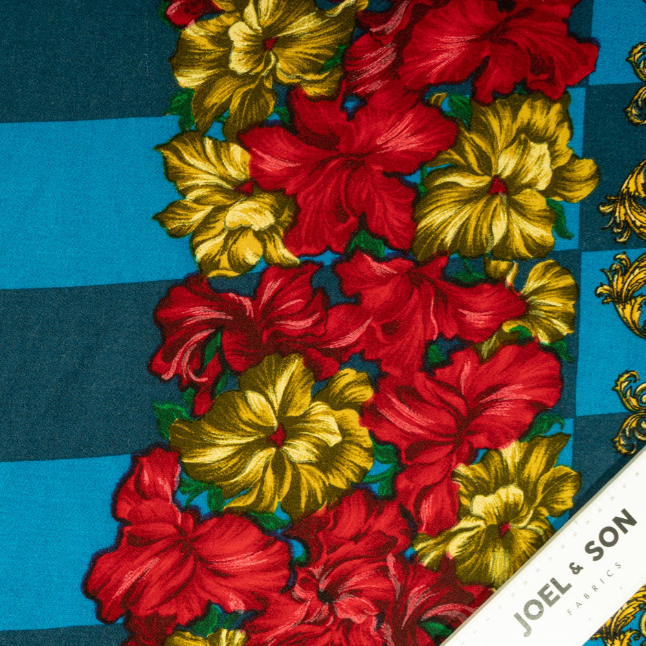 Floral & Stripe Printed Pure Wool Crêpe