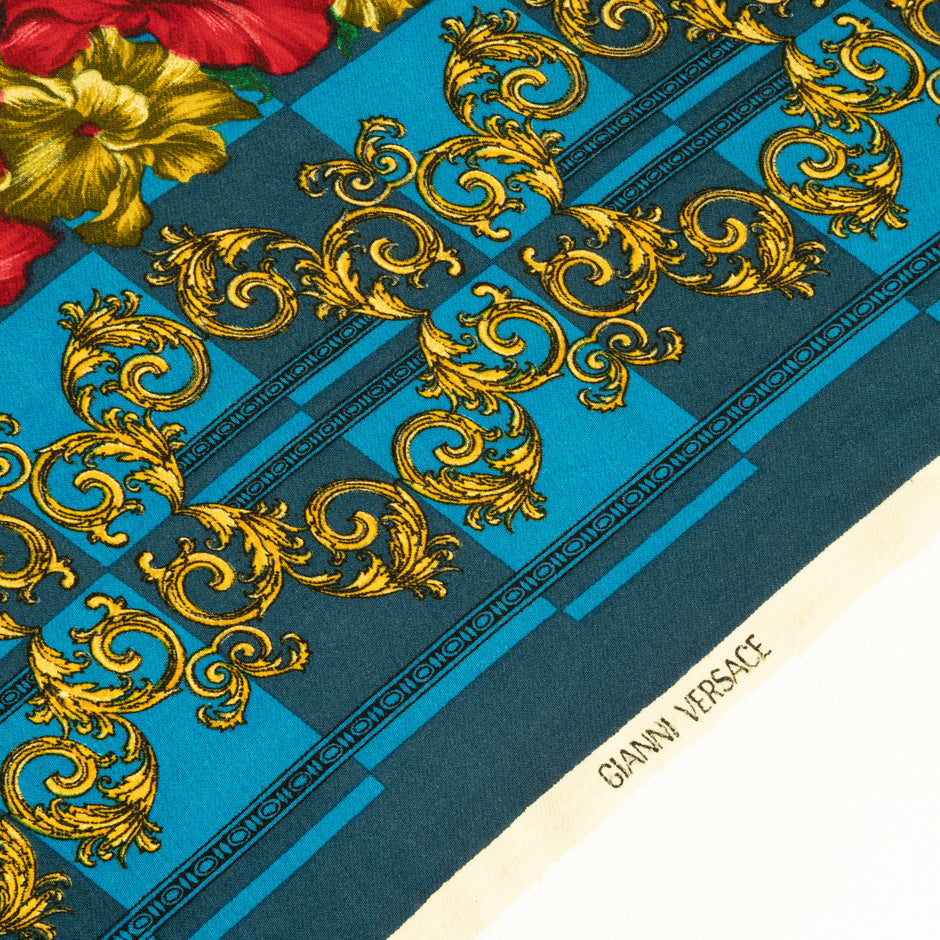 Floral & Stripe Printed Pure Wool Crêpe