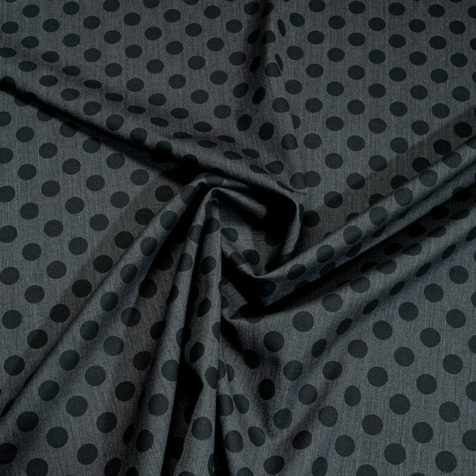 Black Spotted Grey Printed Lightweight Wool