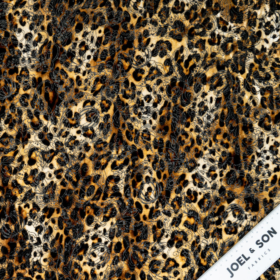 Floral Printed Animal Patterned Silk Blend Velvet