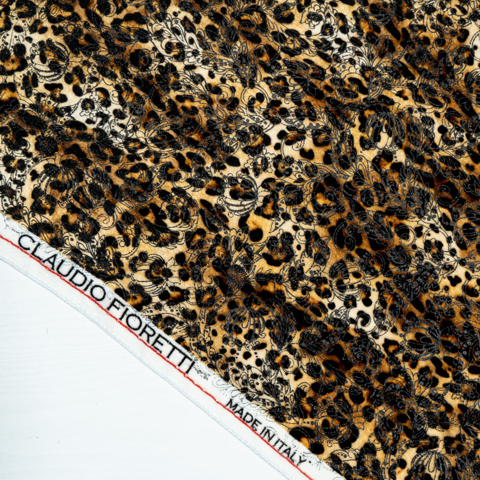 Floral Printed Animal Patterned Silk Blend Velvet