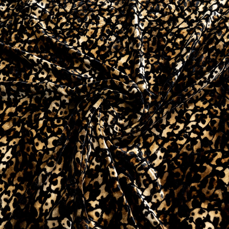 Animal Patterned Silk Blend Flocked Velvet
