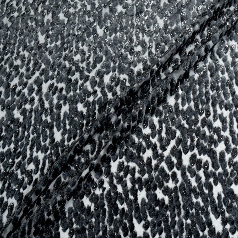 Black Patterned Devoré Chiffon | Luxury Cloth