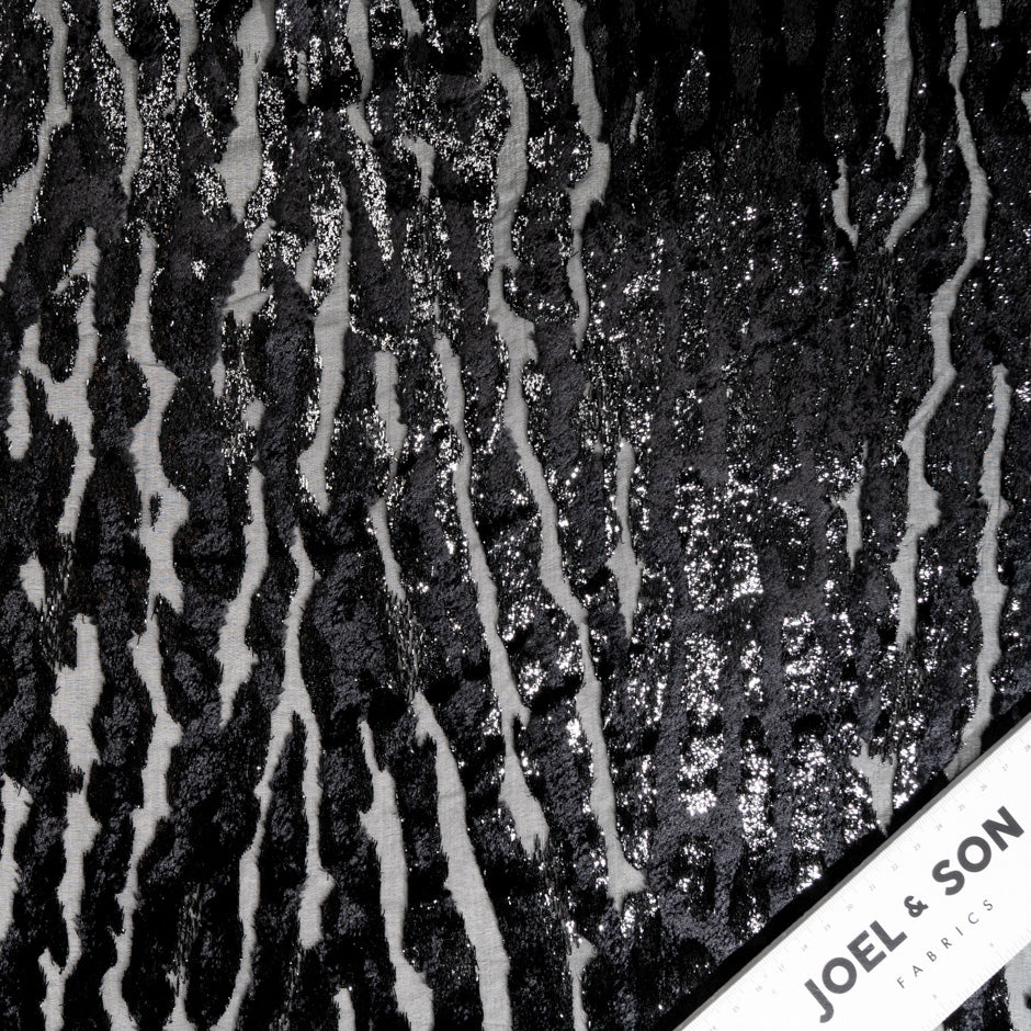 Black Metallic Devoré Velvet