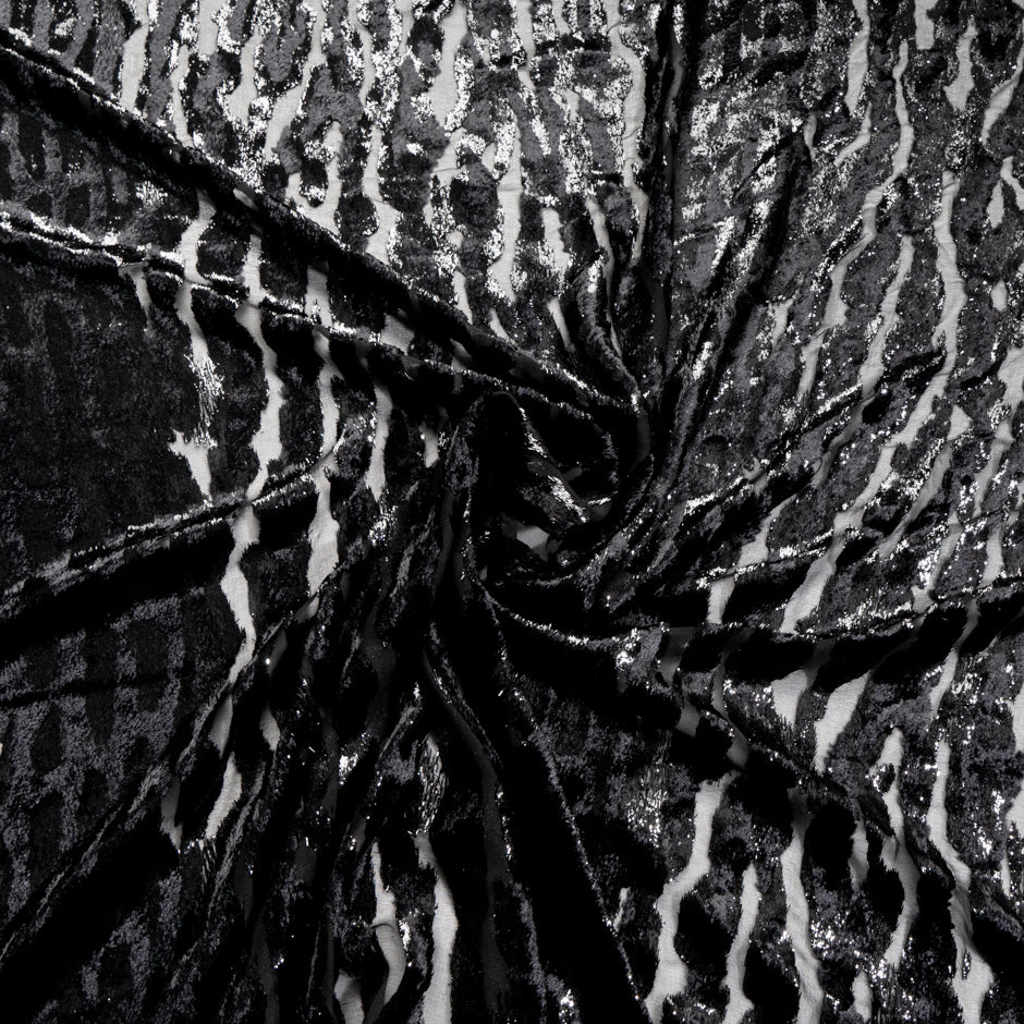 Black Metallic Devoré Velvet