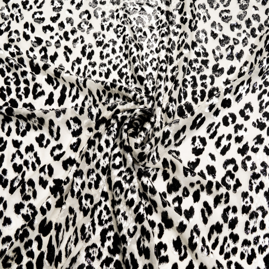 Monochrome Leopard Patterned Devoré Velvet