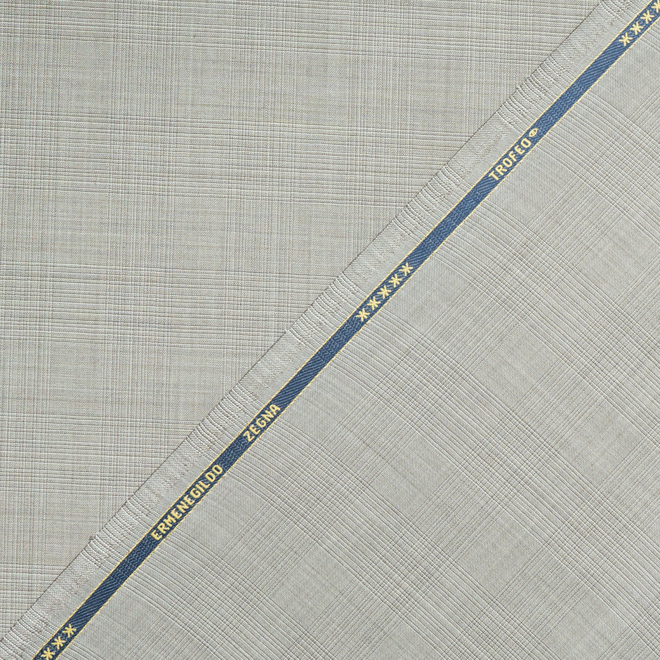 Soft Grey Check Superfine Trofeo Pure Wool Suiting (A 2.60m Piece)