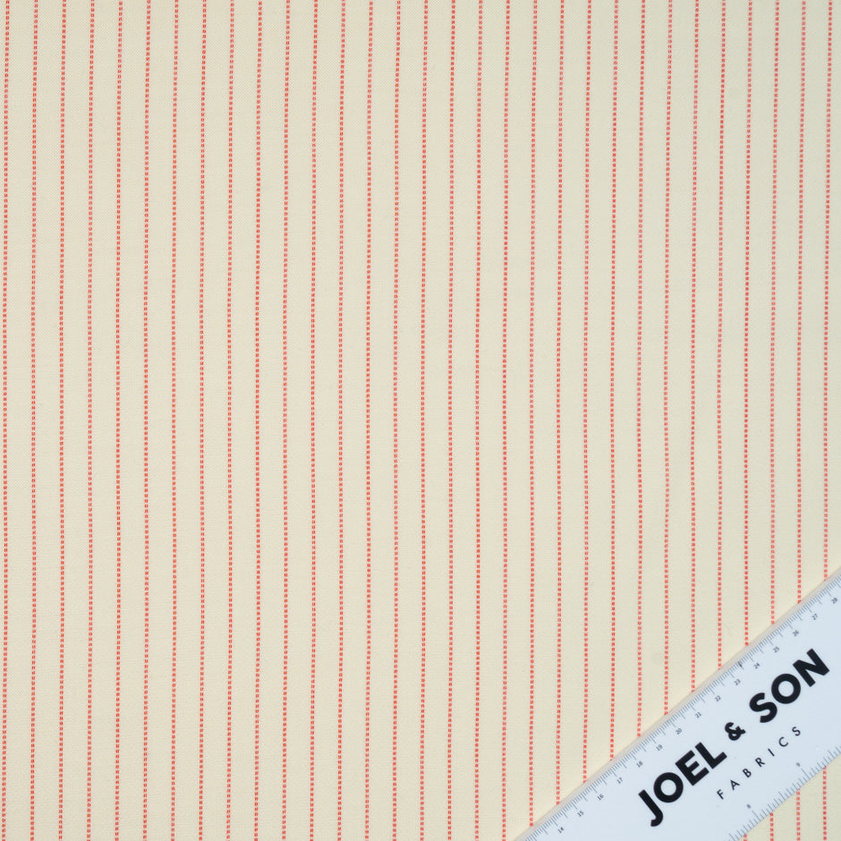Red Striped Cream Stretch Wool