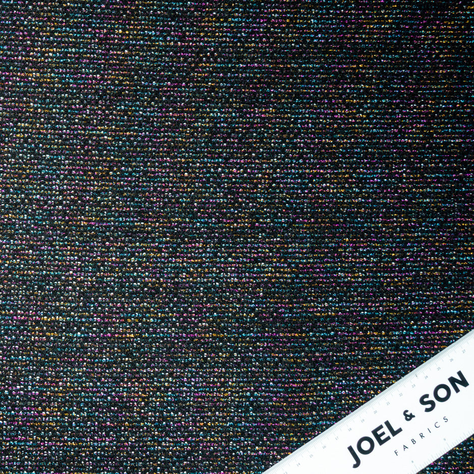 Multi-Coloured Metallic Black Bouclé